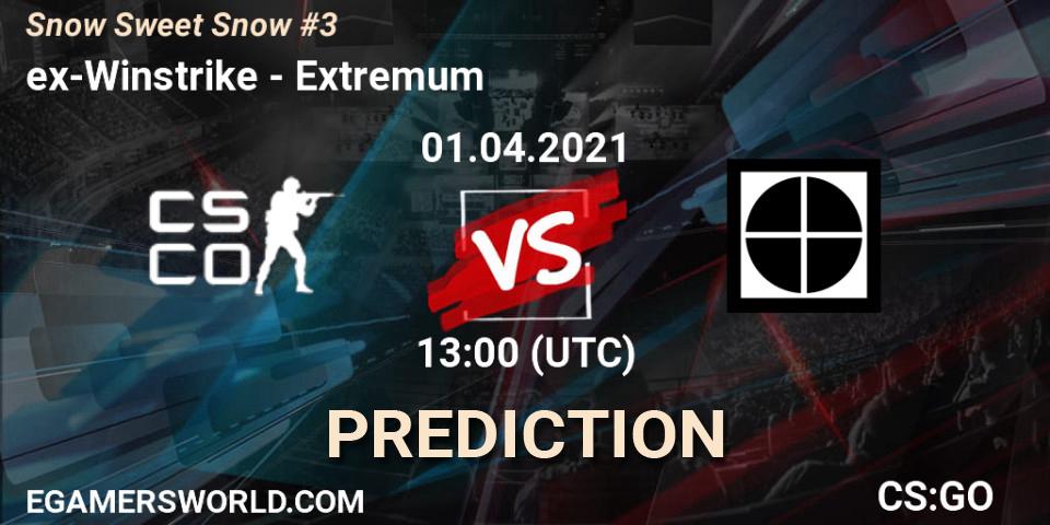 Prognose für das Spiel ex-Winstrike VS Extremum. 01.04.2021 at 13:40. Counter-Strike (CS2) - Snow Sweet Snow #3
