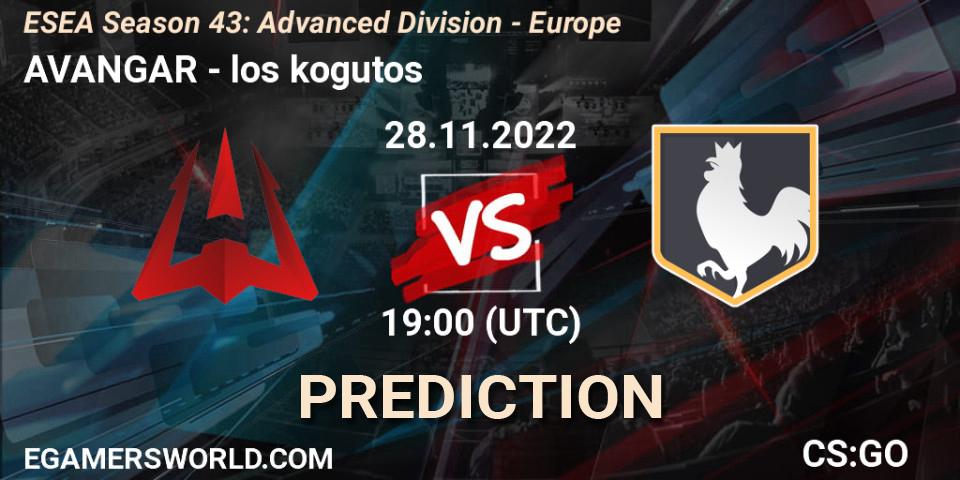 Prognose für das Spiel AVANGAR VS los kogutos. 28.11.22. CS2 (CS:GO) - ESEA Season 43: Advanced Division - Europe