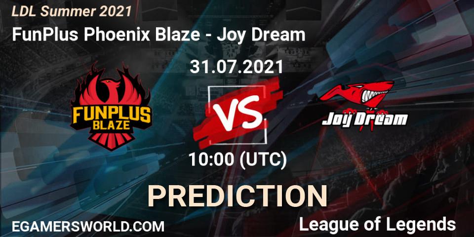 Prognose für das Spiel FunPlus Phoenix Blaze VS Joy Dream. 01.08.2021 at 12:00. LoL - LDL Summer 2021