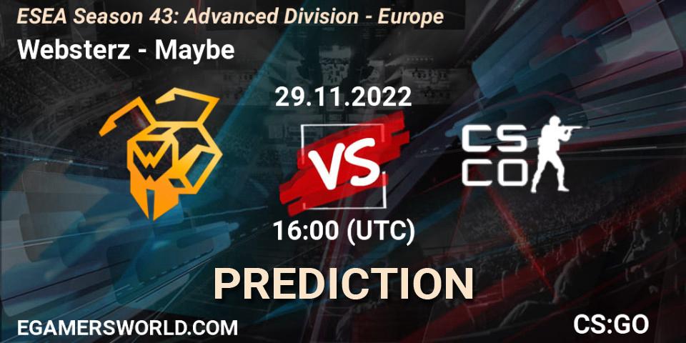 Prognose für das Spiel Websterz VS Maybe. 29.11.22. CS2 (CS:GO) - ESEA Season 43: Advanced Division - Europe