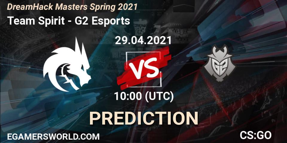Prognose für das Spiel Team Spirit VS G2 Esports. 29.04.2021 at 10:00. Counter-Strike (CS2) - DreamHack Masters Spring 2021