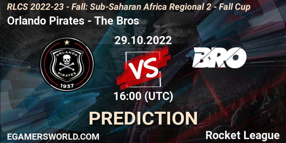Prognose für das Spiel Orlando Pirates VS The Bros. 29.10.2022 at 16:00. Rocket League - RLCS 2022-23 - Fall: Sub-Saharan Africa Regional 2 - Fall Cup