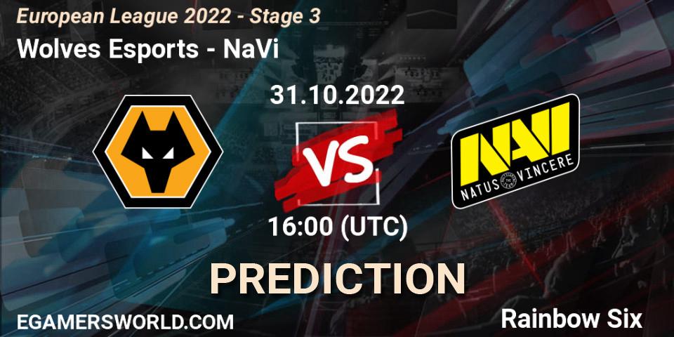 Prognose für das Spiel Wolves Esports VS NaVi. 31.10.22. Rainbow Six - European League 2022 - Stage 3