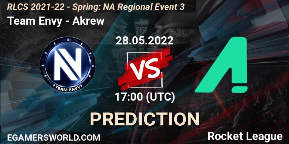 Prognose für das Spiel Team Envy VS Akrew. 28.05.22. Rocket League - RLCS 2021-22 - Spring: NA Regional Event 3