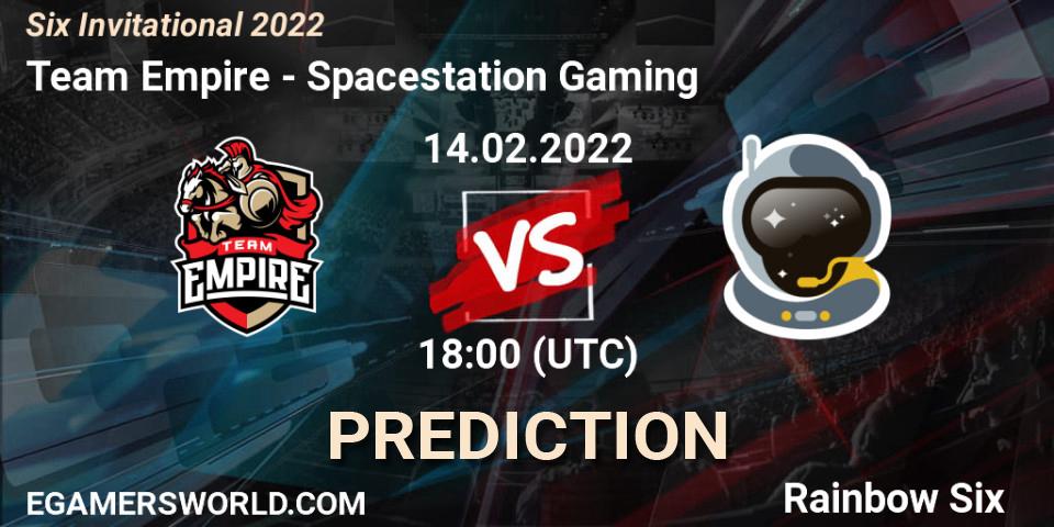 Prognose für das Spiel Team Empire VS Spacestation Gaming. 14.02.22. Rainbow Six - Six Invitational 2022