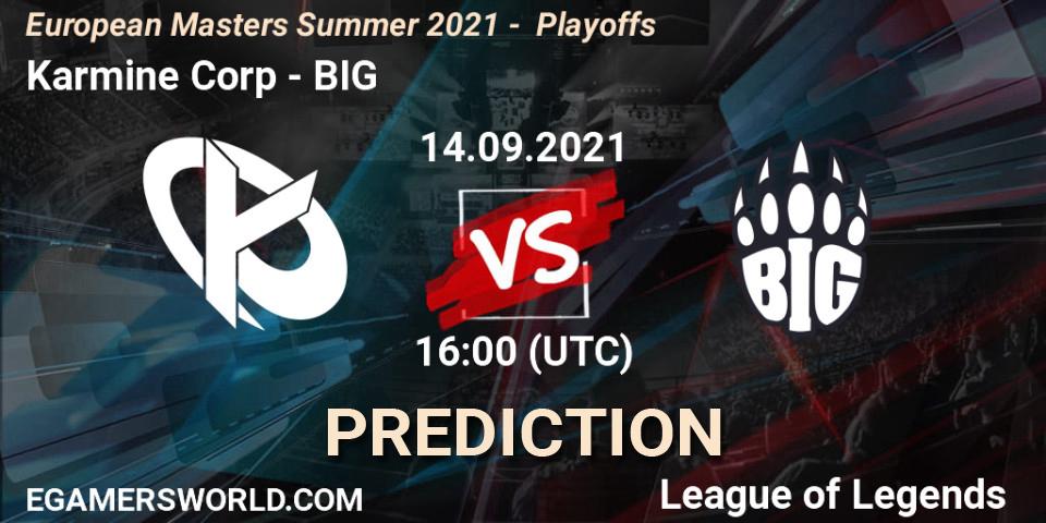 Prognose für das Spiel Karmine Corp VS BIG. 14.09.2021 at 16:00. LoL - European Masters Summer 2021 - Playoffs