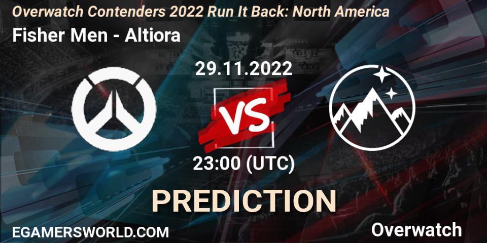 Prognose für das Spiel Fisher Men VS Altiora. 08.12.2022 at 23:00. Overwatch - Overwatch Contenders 2022 Run It Back: North America