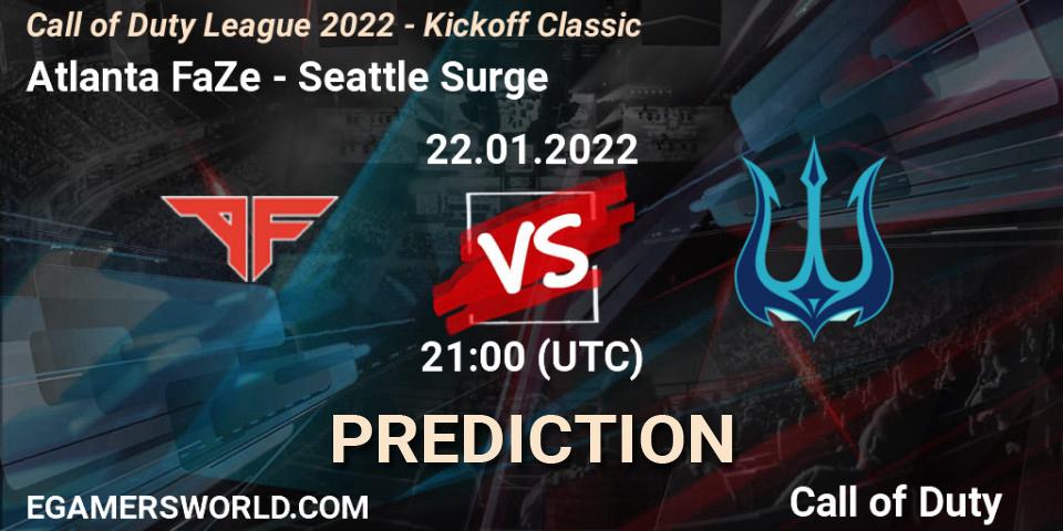 Prognose für das Spiel Atlanta FaZe VS Seattle Surge. 22.01.22. Call of Duty - Call of Duty League 2022 - Kickoff Classic