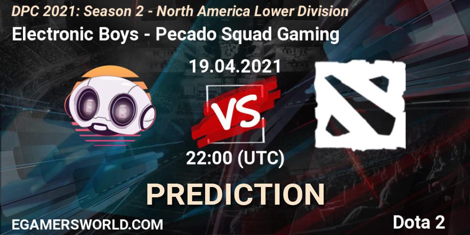 Prognose für das Spiel Electronic Boys VS Pecado Squad Gaming. 19.04.21. Dota 2 - DPC 2021: Season 2 - North America Lower Division