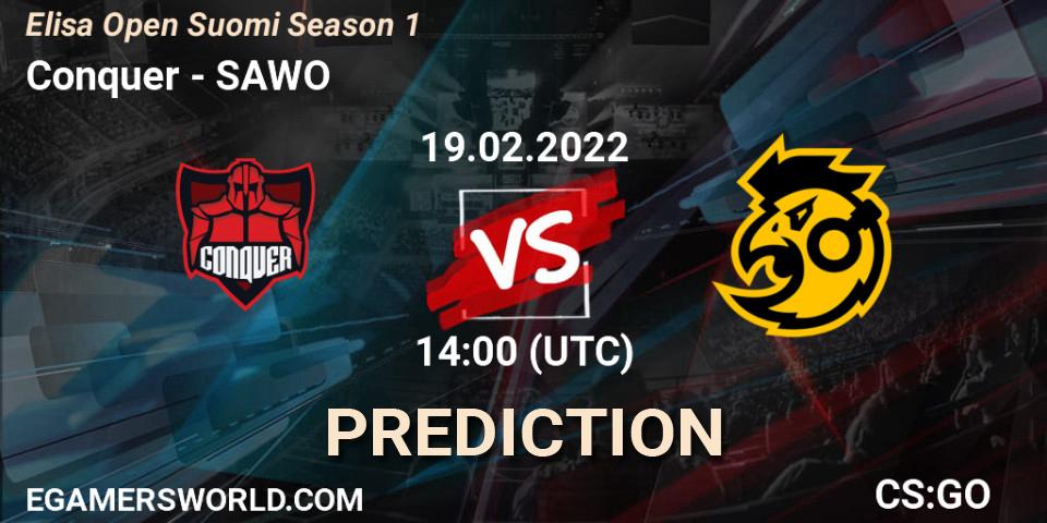 Prognose für das Spiel Conquer VS SAWO. 19.02.22. CS2 (CS:GO) - Elisa Open Suomi Season 1