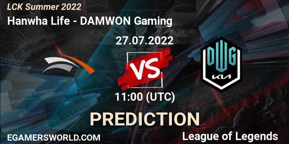Prognose für das Spiel Hanwha Life VS DAMWON Gaming. 27.07.2022 at 11:00. LoL - LCK Summer 2022