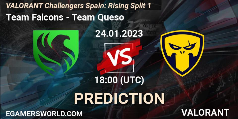Prognose für das Spiel Falcons VS Team Queso. 24.01.2023 at 18:00. VALORANT - VALORANT Challengers 2023 Spain: Rising Split 1