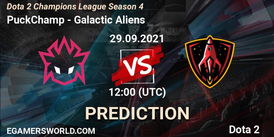 Prognose für das Spiel PuckChamp VS Galactic Aliens. 29.09.2021 at 12:06. Dota 2 - Dota 2 Champions League Season 4