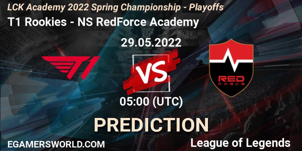 Prognose für das Spiel T1 Rookies VS Nongshim RedForce Academy. 29.05.2022 at 07:00. LoL - LCK Academy 2022 Spring Championship - Playoffs