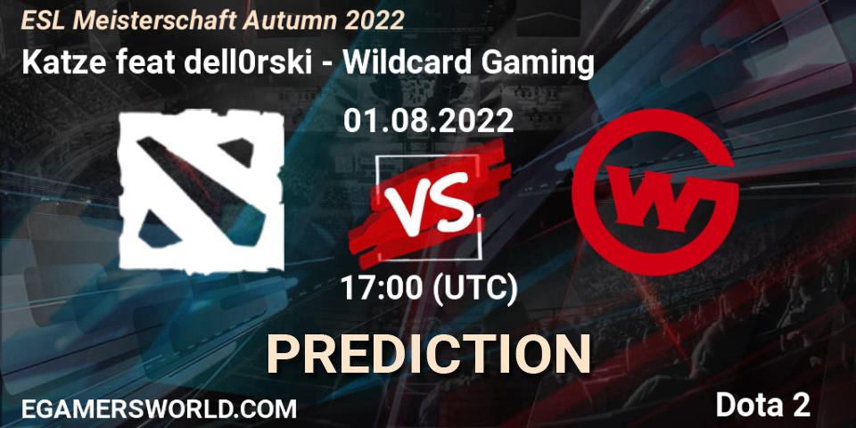 Prognose für das Spiel Katze feat dell0rski VS Wildcard Gaming. 01.08.2022 at 17:05. Dota 2 - ESL Meisterschaft Autumn 2022