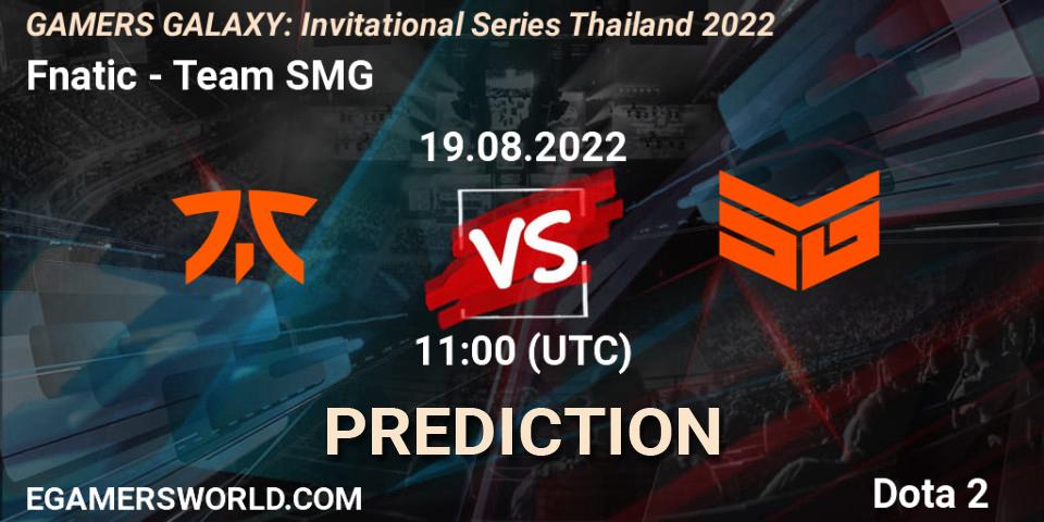 Prognose für das Spiel Fnatic VS Team SMG. 19.08.22. Dota 2 - GAMERS GALAXY: Invitational Series Thailand 2022