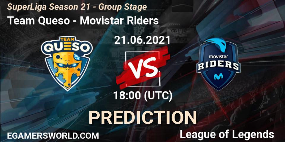 Prognose für das Spiel Team Queso VS Movistar Riders. 21.06.2021 at 20:15. LoL - SuperLiga Season 21 - Group Stage 