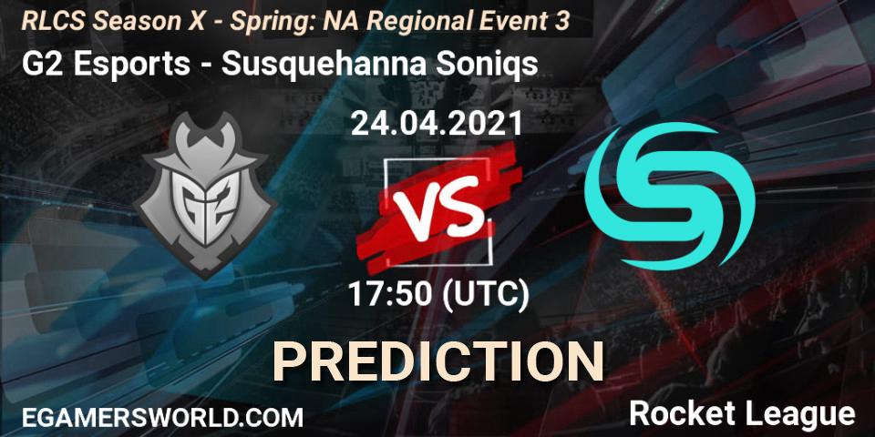 Prognose für das Spiel G2 Esports VS Susquehanna Soniqs. 24.04.2021 at 17:50. Rocket League - RLCS Season X - Spring: NA Regional Event 3