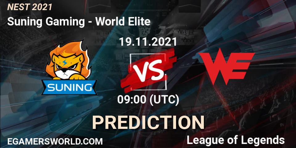 Prognose für das Spiel Suning Gaming VS World Elite. 19.11.21. LoL - NEST 2021