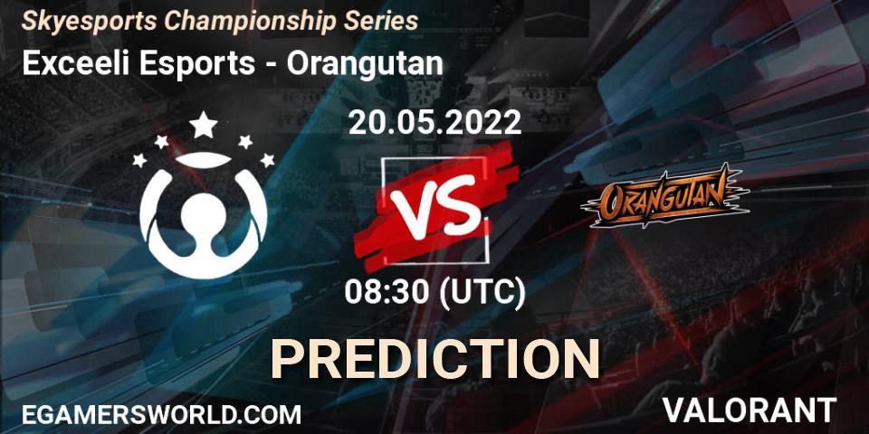 Prognose für das Spiel Exceeli Esports VS Orangutan. 20.05.2022 at 08:30. VALORANT - Skyesports Championship Series