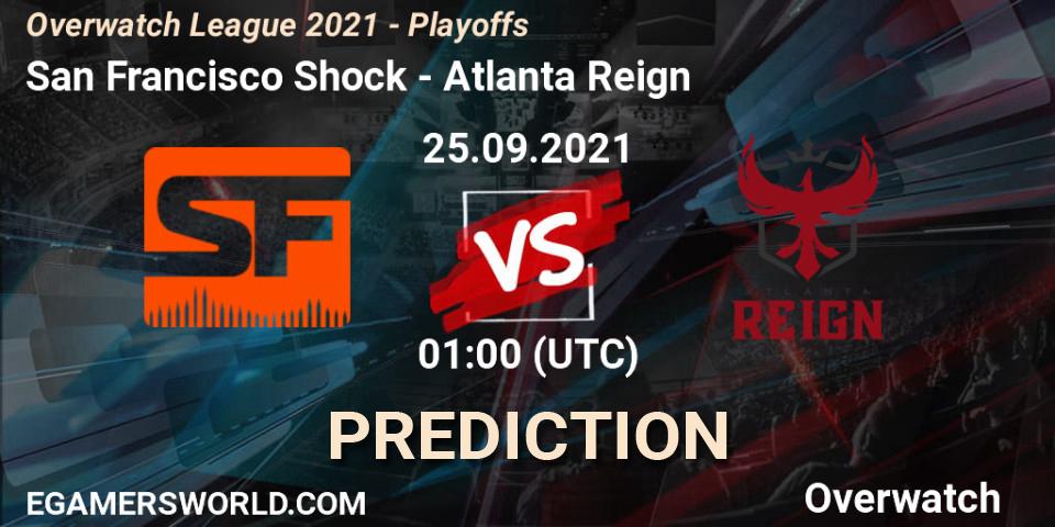 Prognose für das Spiel San Francisco Shock VS Atlanta Reign. 25.09.21. Overwatch - Overwatch League 2021 - Playoffs
