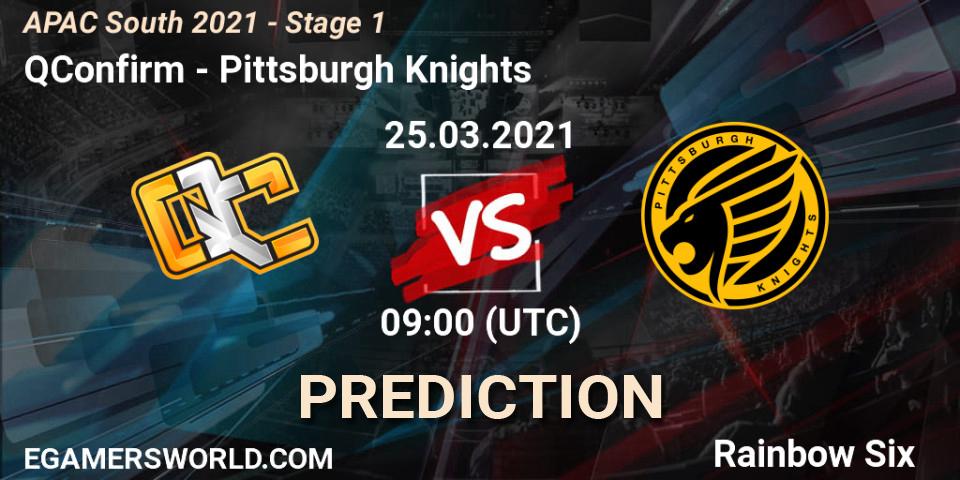 Prognose für das Spiel QConfirm VS Pittsburgh Knights. 25.03.2021 at 09:00. Rainbow Six - APAC South 2021 - Stage 1