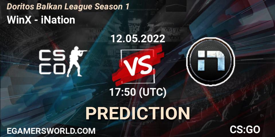 Prognose für das Spiel WinX VS iNation. 12.05.2022 at 17:50. Counter-Strike (CS2) - Doritos Balkan League Season 1