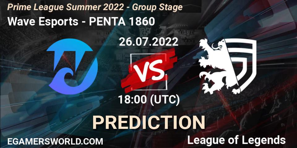 Prognose für das Spiel Wave Esports VS PENTA 1860. 26.07.22. LoL - Prime League Summer 2022 - Group Stage