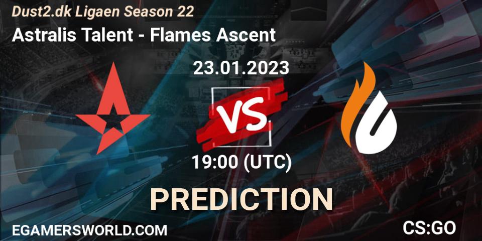 Prognose für das Spiel Astralis Talent VS Flames Ascent. 23.01.23. CS2 (CS:GO) - Dust2.dk Ligaen Season 22