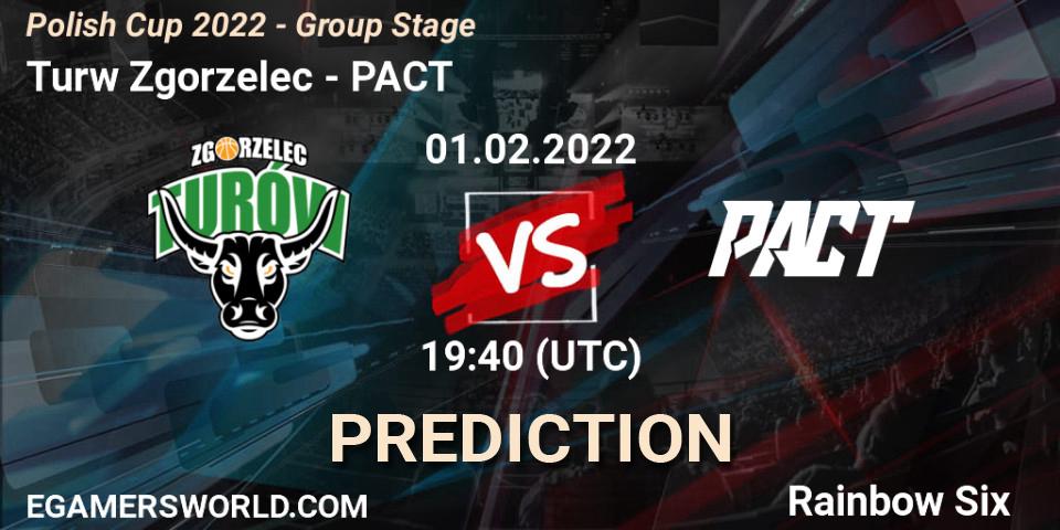Prognose für das Spiel Turów Zgorzelec VS PACT. 01.02.2022 at 19:40. Rainbow Six - Polish Cup 2022 - Group Stage