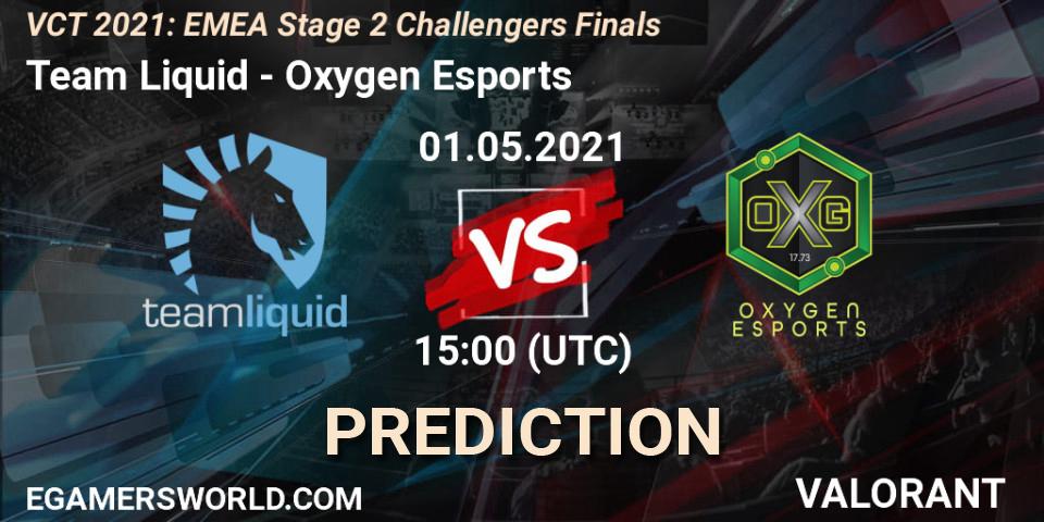 Prognose für das Spiel Team Liquid VS Oxygen Esports. 01.05.2021 at 15:00. VALORANT - VCT 2021: EMEA Stage 2 Challengers Finals