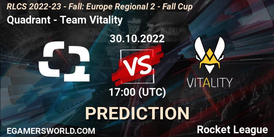Prognose für das Spiel Quadrant VS Team Vitality. 30.10.2022 at 17:00. Rocket League - RLCS 2022-23 - Fall: Europe Regional 2 - Fall Cup