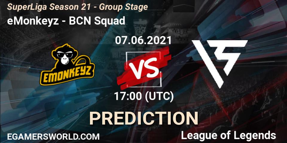 Prognose für das Spiel eMonkeyz VS BCN Squad. 07.06.21. LoL - SuperLiga Season 21 - Group Stage 