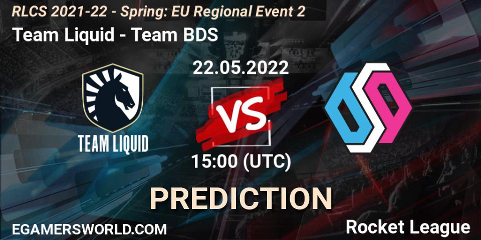 Prognose für das Spiel Team Liquid VS Team BDS. 22.05.2022 at 15:00. Rocket League - RLCS 2021-22 - Spring: EU Regional Event 2