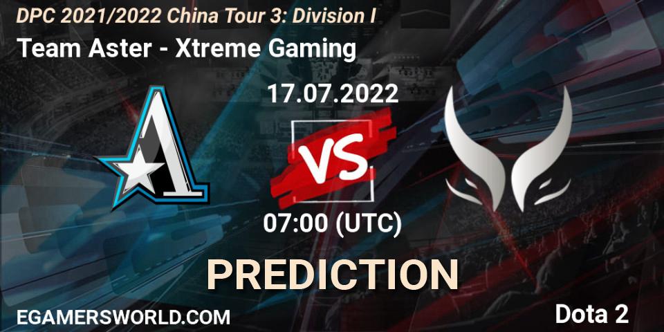 Prognose für das Spiel Team Aster VS Xtreme Gaming. 17.07.22. Dota 2 - DPC 2021/2022 China Tour 3: Division I