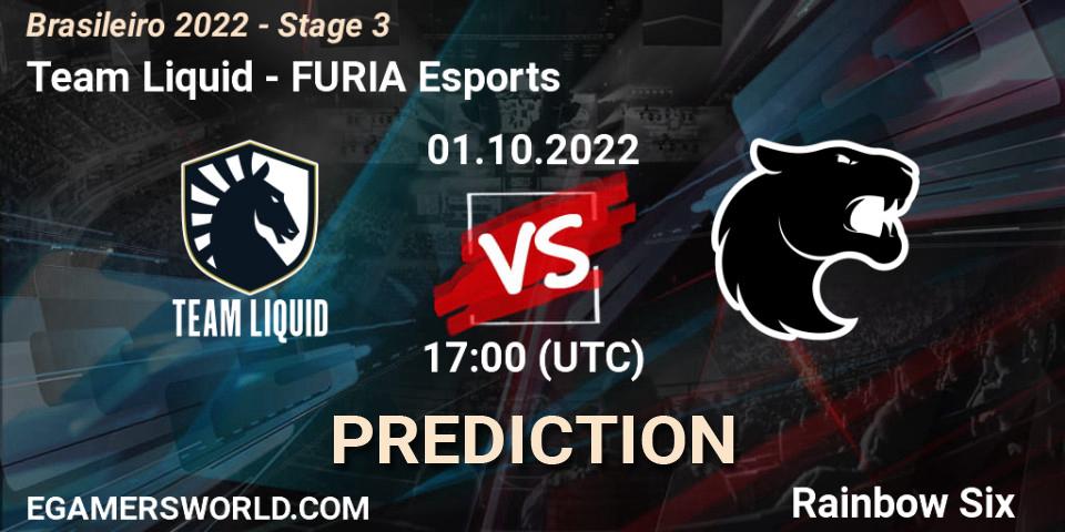 Prognose für das Spiel Team Liquid VS FURIA Esports. 01.10.2022 at 17:00. Rainbow Six - Brasileirão 2022 - Stage 3