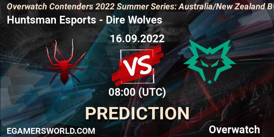 Prognose für das Spiel Huntsman Esports VS Dire Wolves. 21.09.2022 at 08:30. Overwatch - Overwatch Contenders 2022 Summer Series: Australia/New Zealand B-Sides