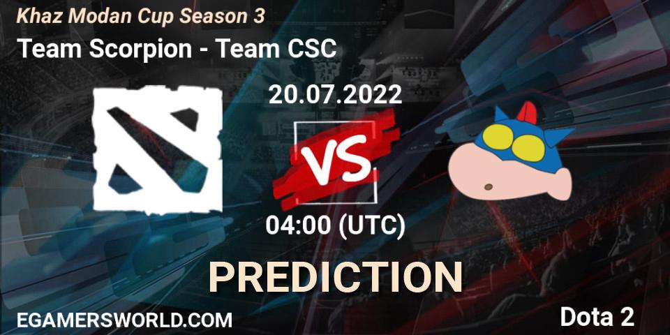 Prognose für das Spiel Team Scorpion VS Team CSC. 20.07.2022 at 04:06. Dota 2 - Khaz Modan Cup Season 3
