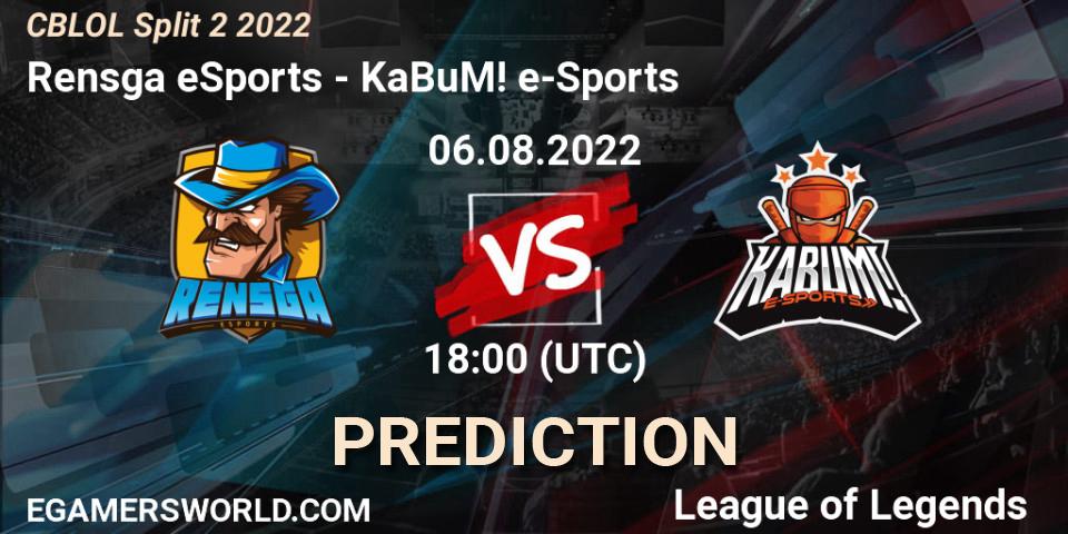 Prognose für das Spiel Rensga eSports VS KaBuM! e-Sports. 06.08.22. LoL - CBLOL Split 2 2022