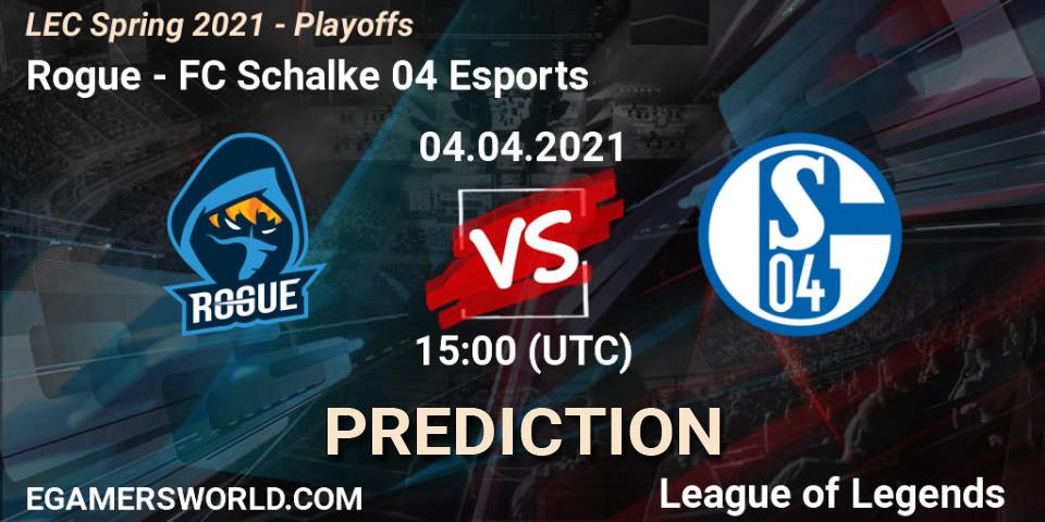 Prognose für das Spiel Rogue VS FC Schalke 04 Esports. 04.04.21. LoL - LEC Spring 2021 - Playoffs