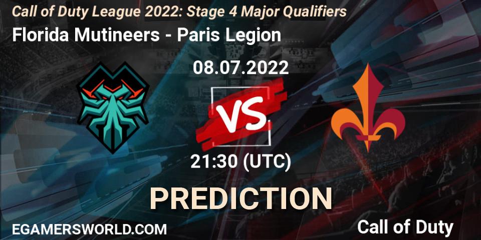 Prognose für das Spiel Florida Mutineers VS Paris Legion. 08.07.2022 at 21:30. Call of Duty - Call of Duty League 2022: Stage 4