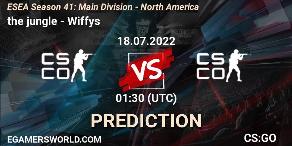 Prognose für das Spiel the jungle VS Wiffys. 18.07.2022 at 01:00. Counter-Strike (CS2) - ESEA Season 41: Main Division - North America