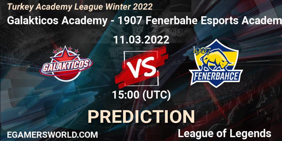 Prognose für das Spiel Galakticos Academy VS 1907 Fenerbahçe Esports Academy. 11.03.22. LoL - Turkey Academy League Winter 2022
