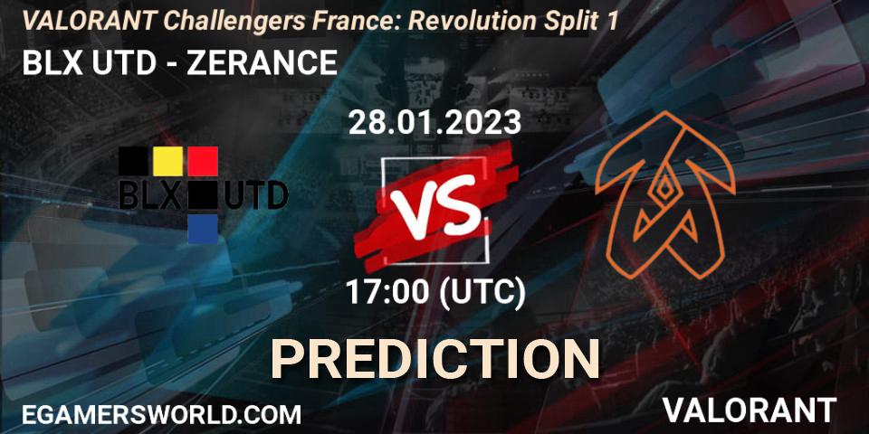 Prognose für das Spiel BLX UTD VS ZERANCE. 28.01.23. VALORANT - VALORANT Challengers 2023 France: Revolution Split 1
