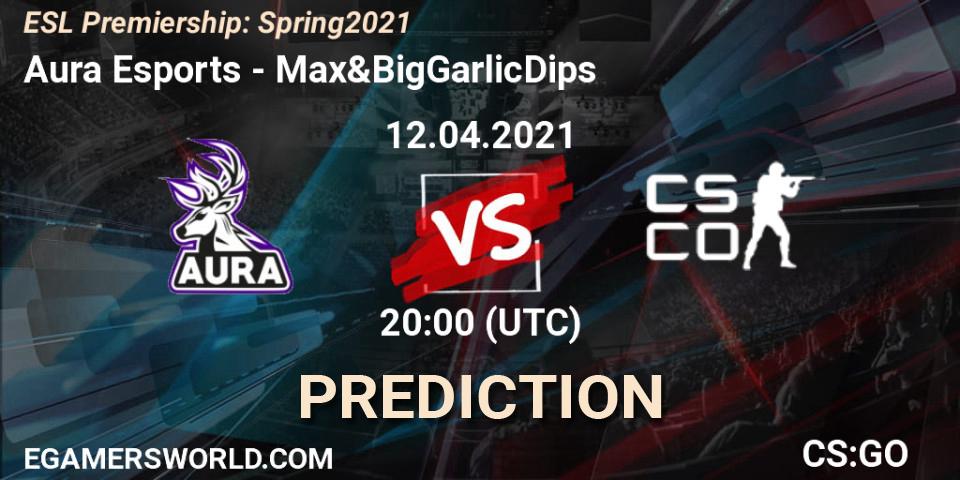 Prognose für das Spiel Aura Esports VS Max&BigGarlicDips. 12.04.2021 at 19:00. Counter-Strike (CS2) - ESL Premiership: Spring 2021