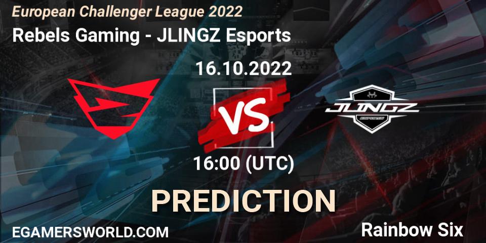 Prognose für das Spiel Rebels Gaming VS JLINGZ Esports. 21.10.2022 at 16:00. Rainbow Six - European Challenger League 2022