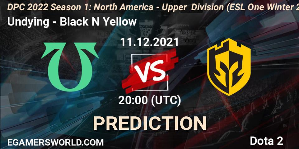 Prognose für das Spiel Undying VS Black N Yellow. 11.12.2021 at 21:53. Dota 2 - DPC 2022 Season 1: North America - Upper Division (ESL One Winter 2021)