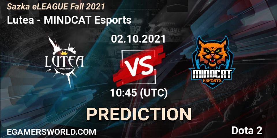Prognose für das Spiel Lutea VS MINDCAT Esports. 02.10.21. Dota 2 - Sazka eLEAGUE Fall 2021