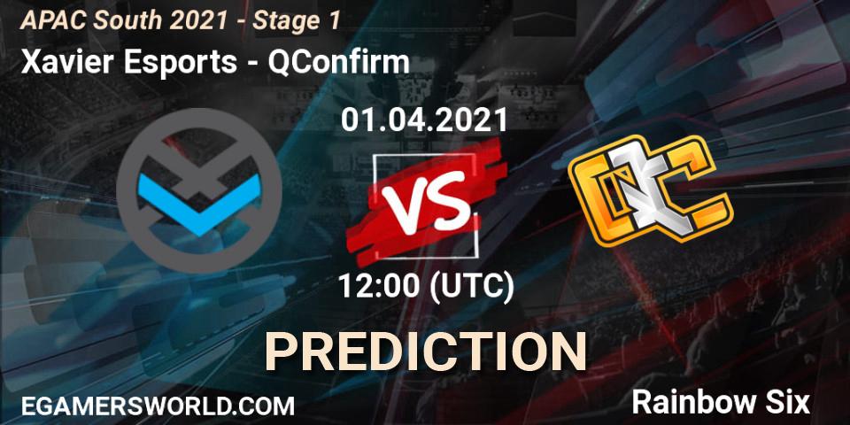 Prognose für das Spiel Xavier Esports VS QConfirm. 01.04.21. Rainbow Six - APAC South 2021 - Stage 1