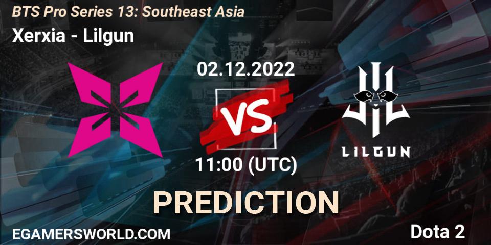 Prognose für das Spiel Xerxia VS Lilgun. 02.12.22. Dota 2 - BTS Pro Series 13: Southeast Asia